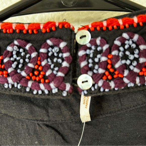 NWT Free People Boho Hippie Black Halter, Tie Back, Embroidered Beaded Crop Top - Picture 6 of 14